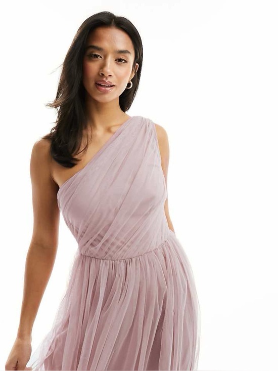 Anaya Dresses & Skirts - NWT Anaya Blush Tulle One Shoulder Dress Maxi Formal Bridesmaid Wedding Small